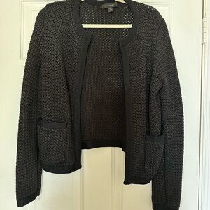 Ann Taylor Black Textured Open Cardigan Excellent Condition